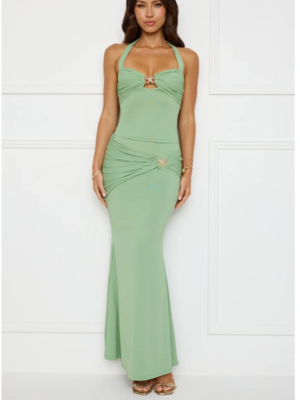 Hello Molly Starfish Beauty Maxi Skirt Sage Green Size L